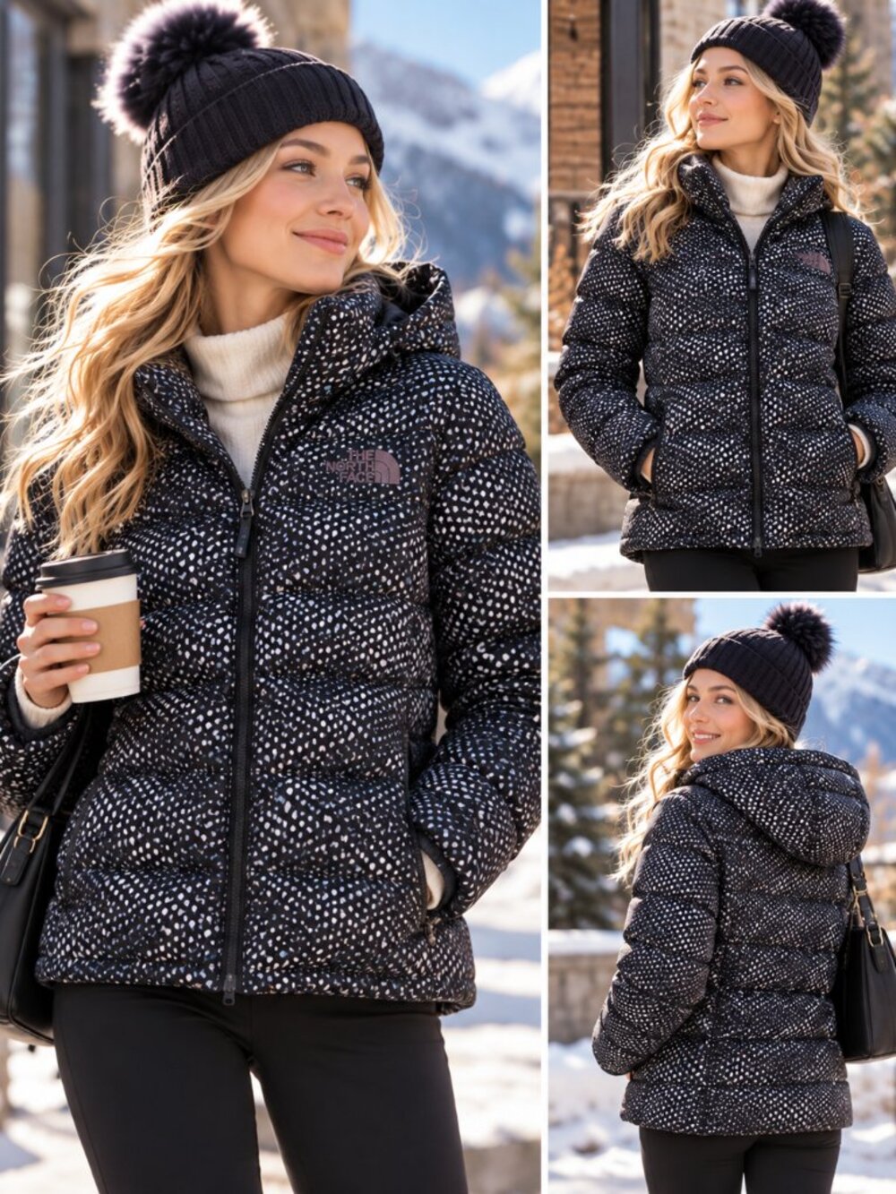The North Face Women's Down Coat | Goose Down,Hip-Length,Black Speckle